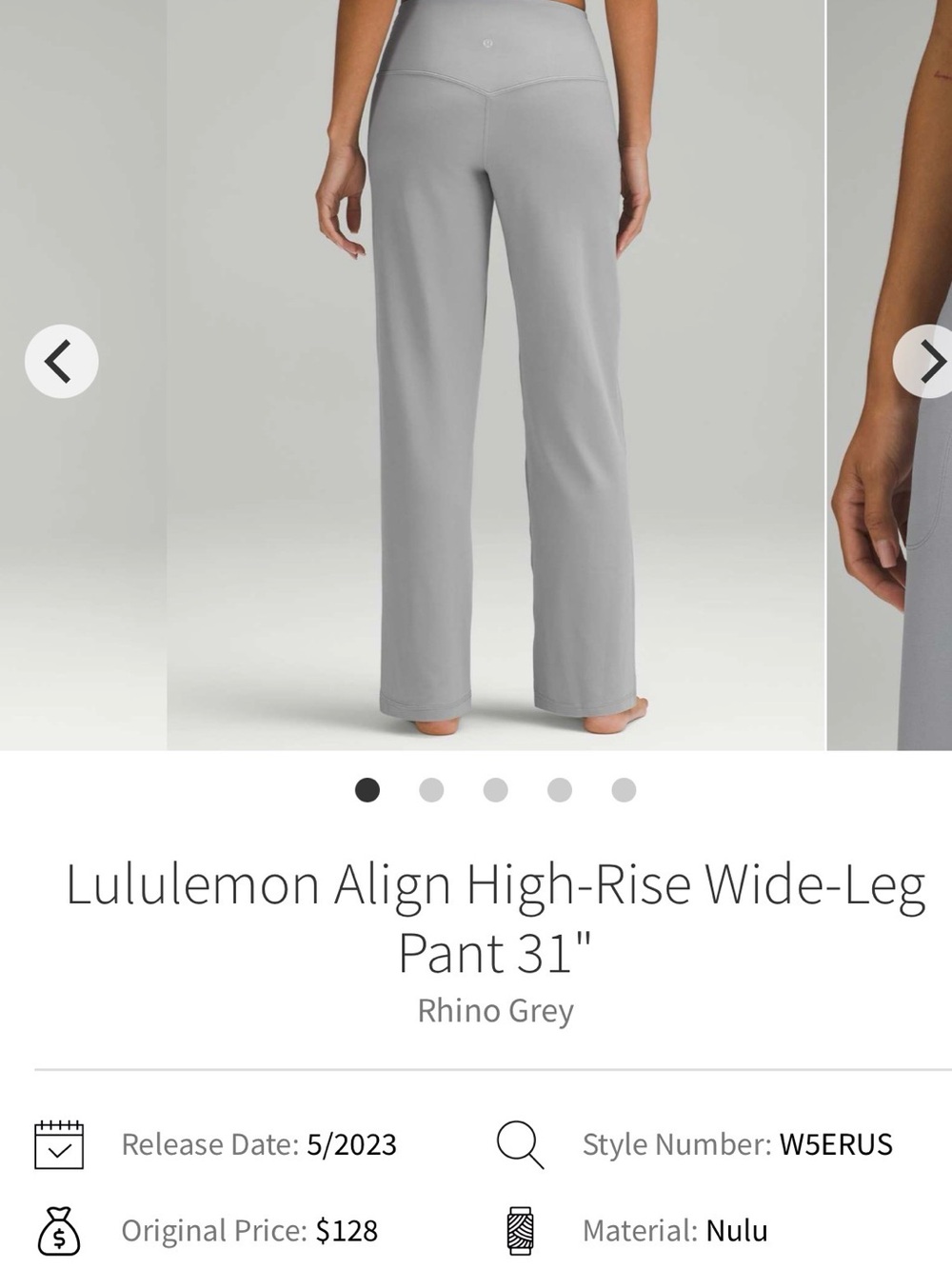 Lululemon Align High-Rise Wide-Leg Pant — Rhino Grey - Good used